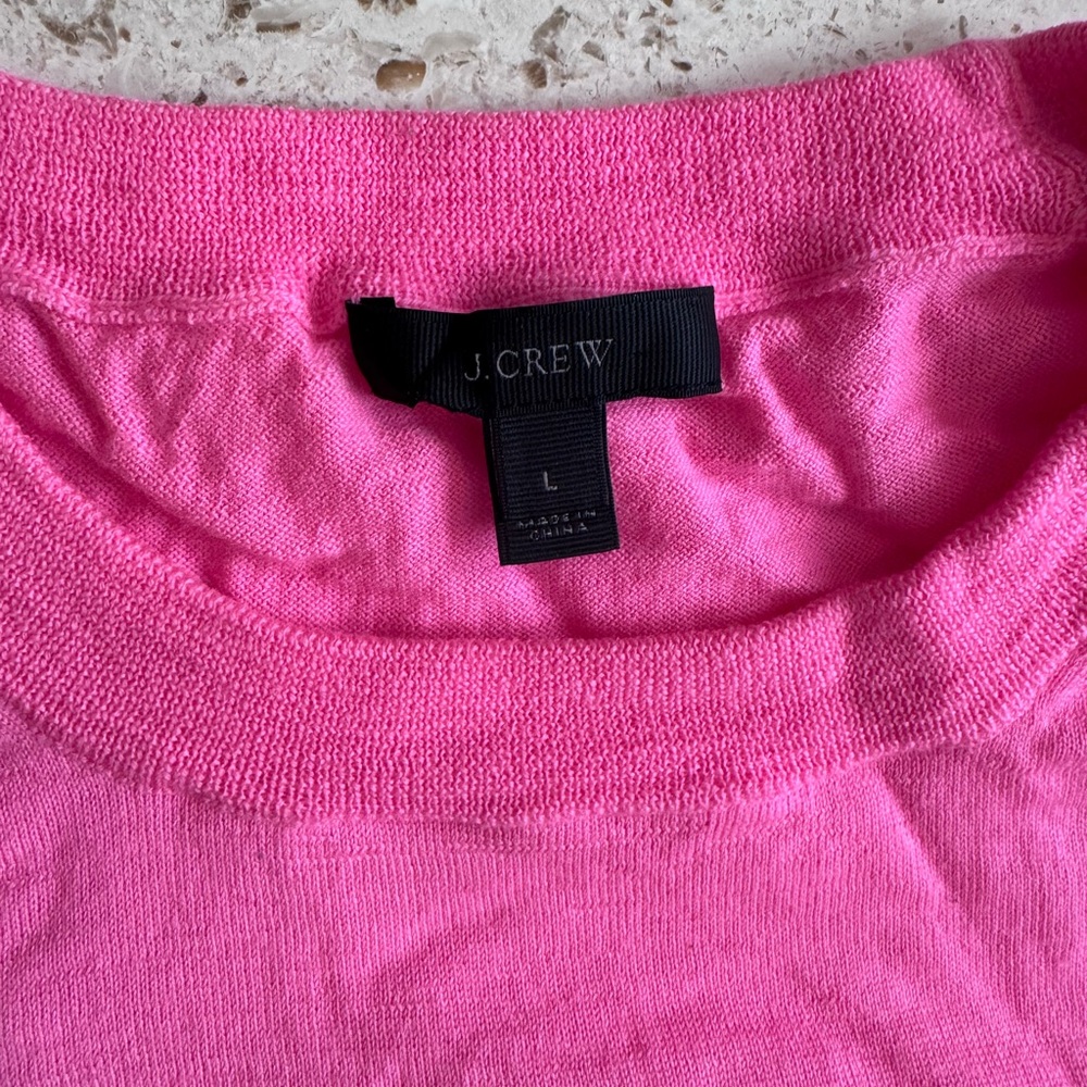 J. Crew Bright Pink Merino Crew Neck Tippi Sweater